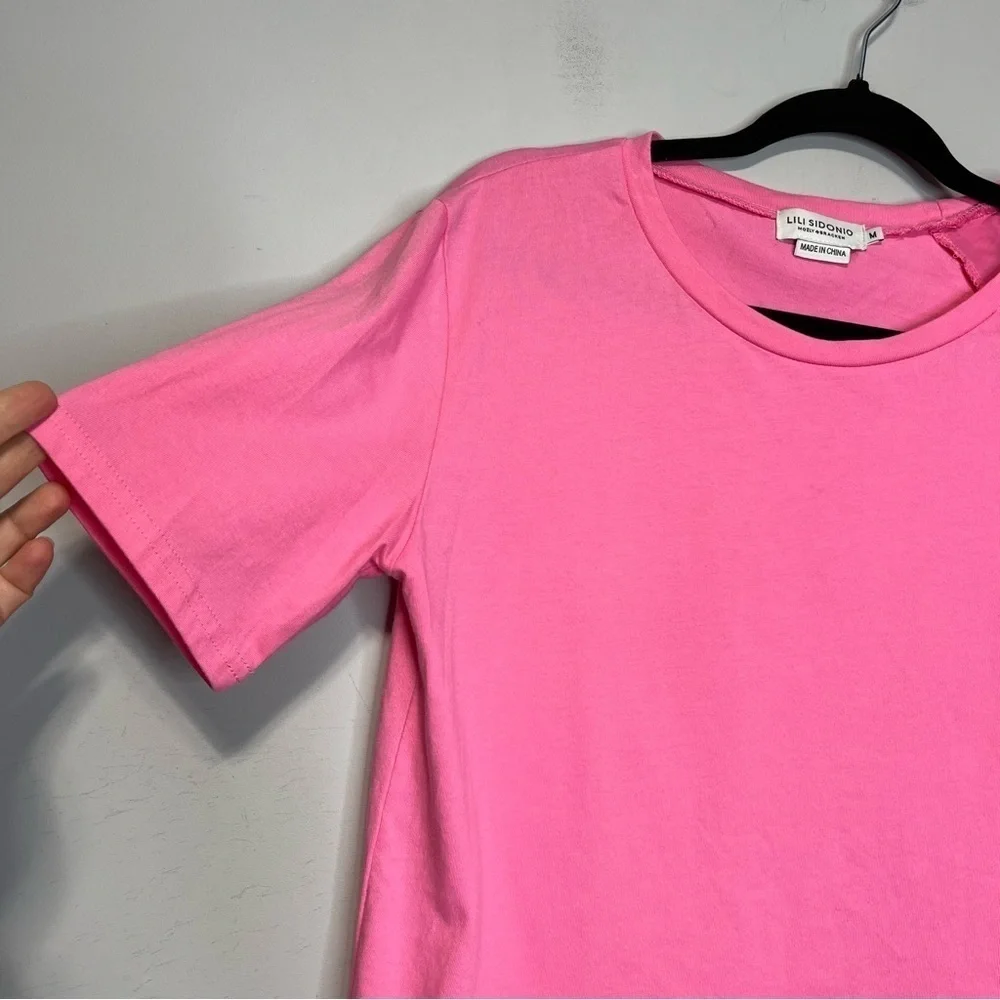 Molly Bracken Lili Sidonio Ruffle Sleeve Preppy Soft Tee Shirt Blouse Top Pink-M - Picture 4 of 12
